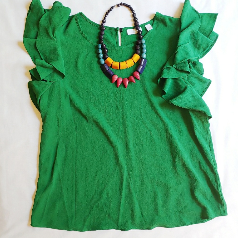 NY&Co Flowy Emerald Blouse Size XL